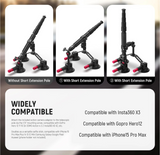 NEEWER Triple Suction Cup Car Mount Kit with 2in1 Extension Pole/Selfie Stick